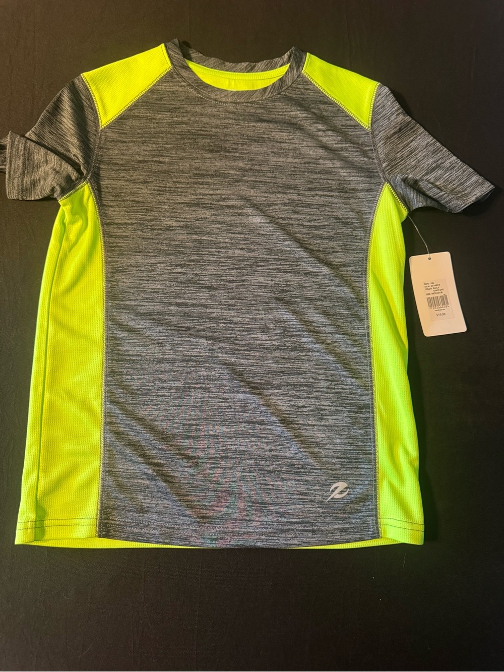 Energy Zone Gray Heather & Neon Yellow Kids Performance Tee
